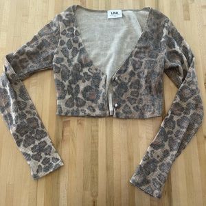 Crop leopard thin cardigan